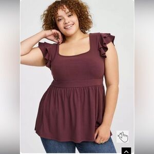 Torrid Ruffled Sleeve Blouse in Plum